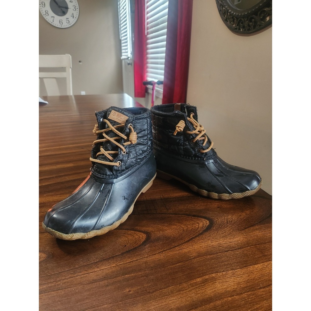 Sperry Saltwater Quilted Duck Boots black w quilted nylon upper Womens 5